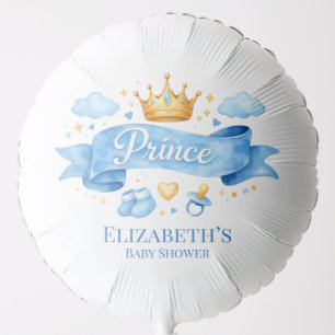 Watercolor Prince Boy Baby Shower Balloon