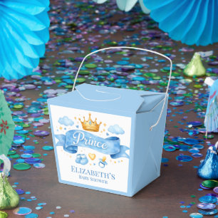 Watercolor Prince Boy Baby Shower Favor Boxes