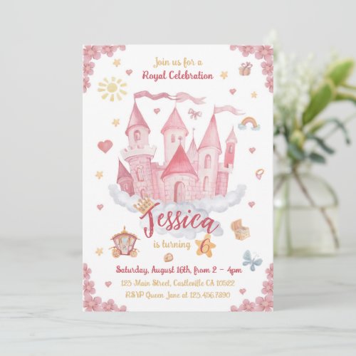 Watercolor Princess Castle Invitation