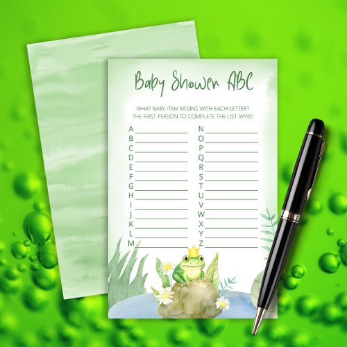 Watercolor Princess Frog Baby Shower ABC game