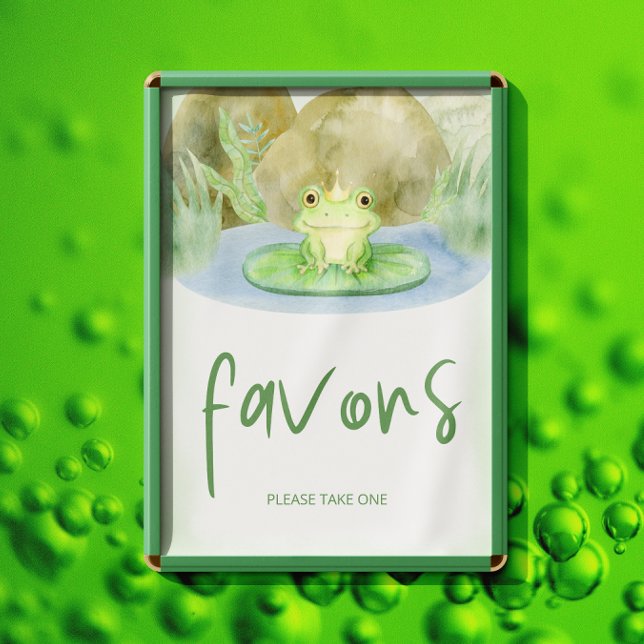 Watercolor Princess Frog Baby Shower Favors Poster (Creator Uploaded)