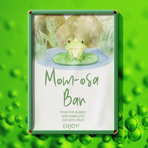 Watercolor Princess Frog Baby Shower Mom_osa Bar Poster
