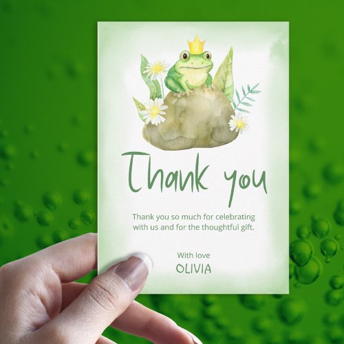 Watercolor Princess Frog Baby Shower Thank You Card