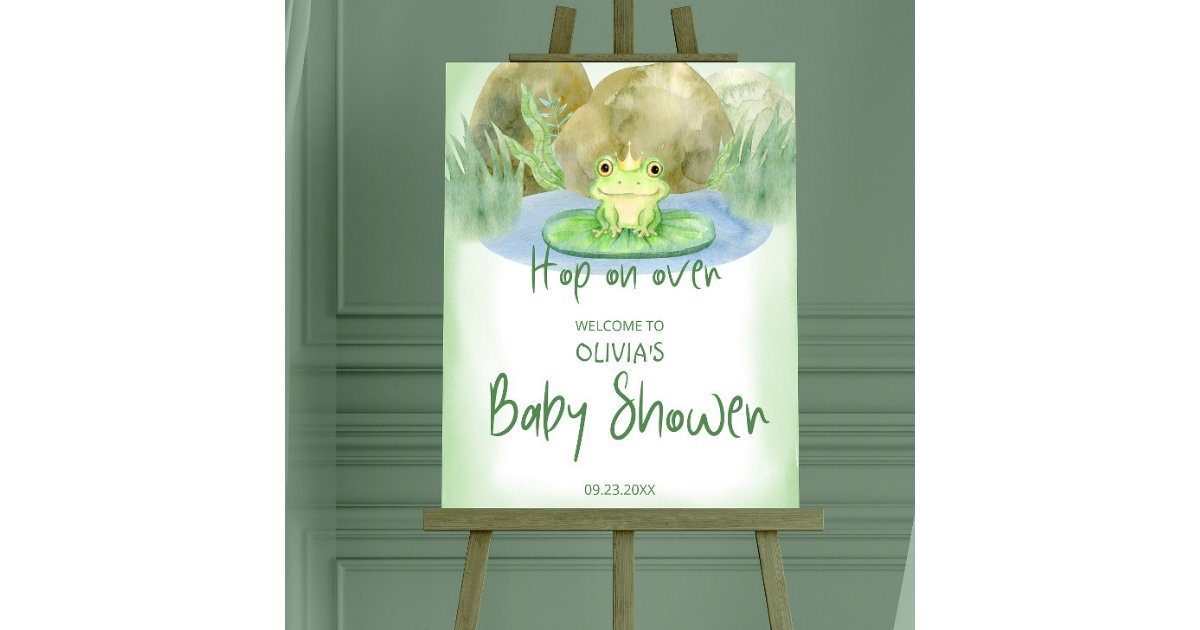 Watercolor Princess Frog Baby Shower Welcome Foam Board