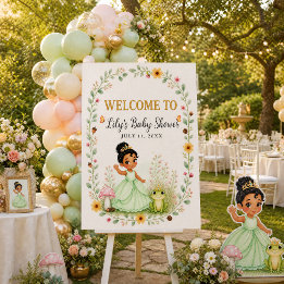 Watercolor Princess Frog Floral Baby Shower Foam  Board