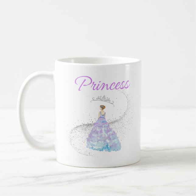 watercolor princess purple coffee mug (Left)