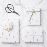 Watercolor Print Ski Snowboard Mountain Flat Wrap Wrapping Paper Sheets<br><div class="desc">A watercolor printed gift wrap featuring colorful skiers and snowboarders on the side of a snowy mountain slope,  a fun but minimalist white print with a splash of color. A perfect gift wrap for Christmas,  any winter occasions,  or a snow lovers birthday!</div>