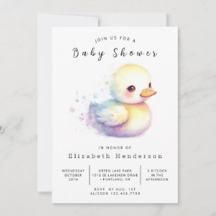 Watercolor Printable Duck Baby Shower Invitation