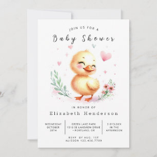 Watercolor Printable Duck Baby Shower Invitation