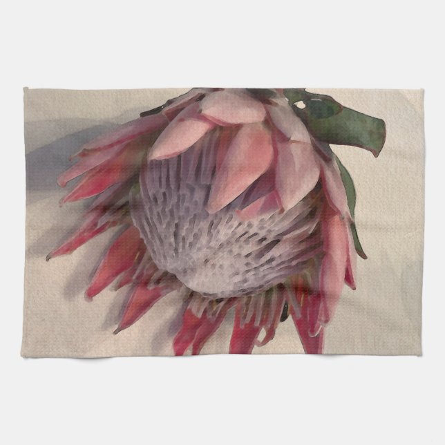 Watercolor Protea Dishcloth Kitchen Towel (Horizontal)