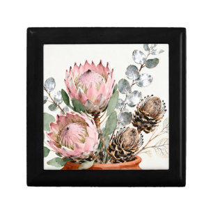 Watercolor Protea Eucalyptus Arrangement Gift Box