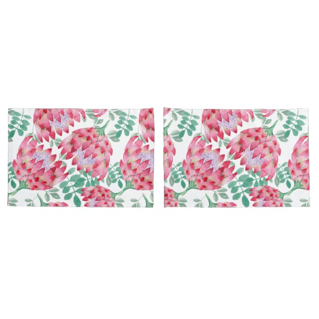 Watercolor Protea Pillow Case (Back-Set)