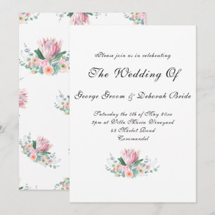 Watercolor Protea Wedding Invitation