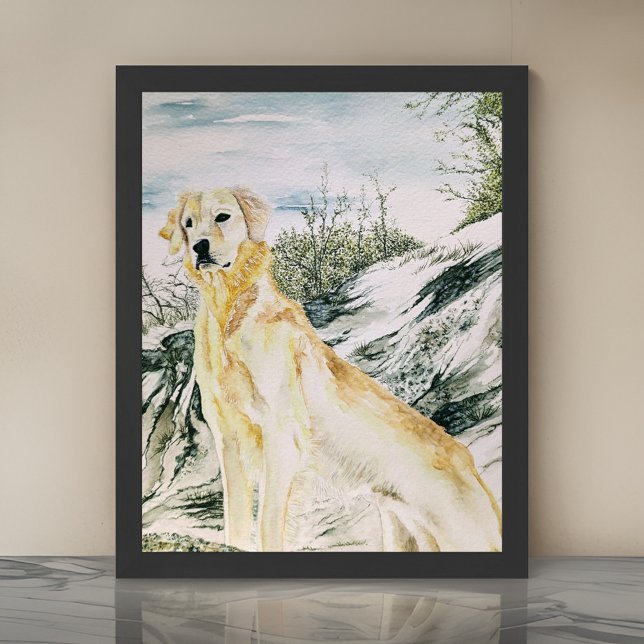 Watercolor Proud Golden Retriever Dog Framed Art (Creator Uploaded)