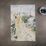 Watercolor Proud Golden Retriever Dog Kitchen Towel<br><div class="desc">A hand painted watercolor golden retriever dog in a proud stance in front of a scenic nature background on a beautiful kitchen towel.</div>