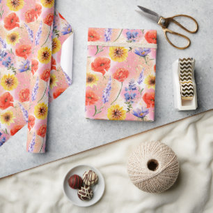Watercolor Provence Wildflowers Floral Pattern Wrapping Paper