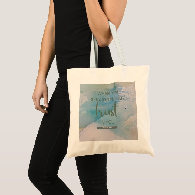 Watercolor Psalm 56:3 Tote Bag (Front (Product))
