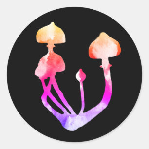 Watercolor Psychedelic Mushroom art Classic Round Sticker