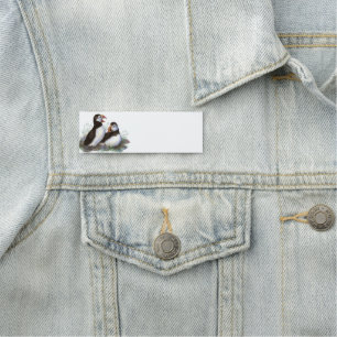 Watercolor Puffin Ocean Bird Nature Art Name Tag