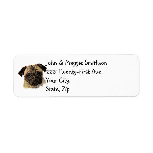 Watercolor Pug Dog Pet Animal Address label