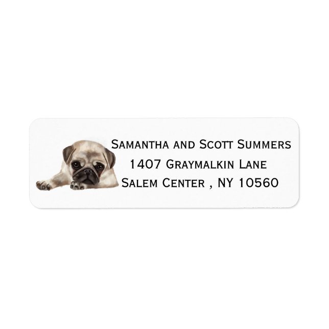 Watercolor Pug Dog Return Address Label (Front)