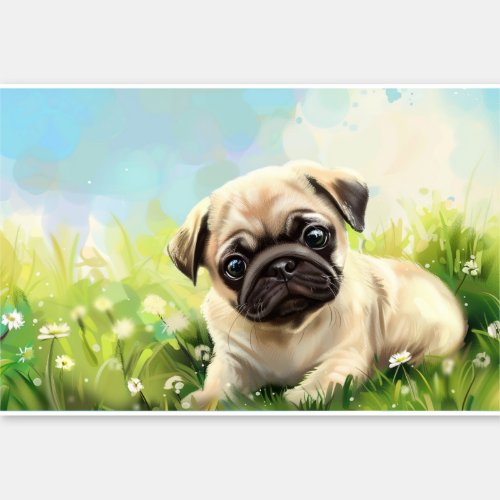 Watercolor Pug puppy Sticker