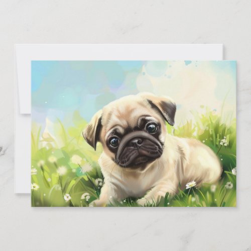 Watercolor Pug puppy Thank You Card