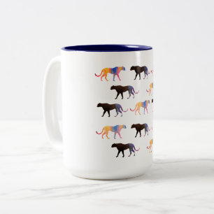 Watercolor Puma Cats Two-Tone Mug