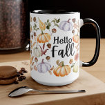 Watercolor Pumpkin and Fall Leaves Mug<br><div class="desc">Watercolor Pumpkin and Fall Leaves Coffee Mug</div>