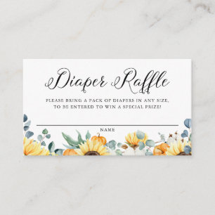 Watercolor Pumpkin and Sunflower Diaper Raffle Enclosure Card