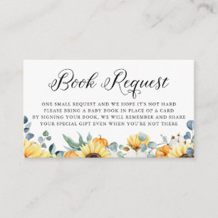 Watercolor Pumpkin and Sunflower Fall Book Request Enclosure Card
