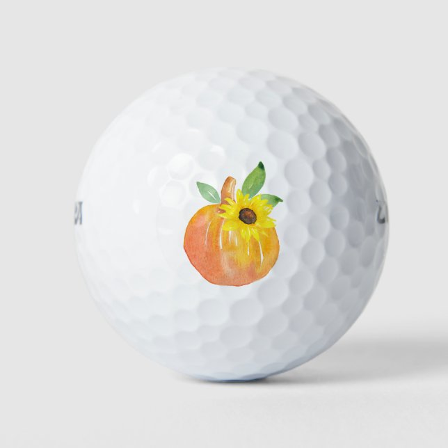 Watercolor Pumpkin and Sunflower Golf Balls (Front)