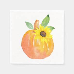 Watercolor Pumpkin and Sunflower Napkins