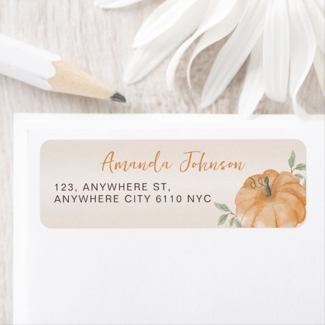 Watercolor Pumpkin Autumn Fall  Label (Insitu)