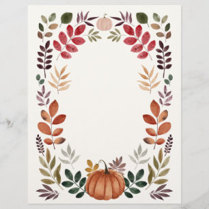 Watercolor Pumpkin & Autumn Leaves   Letterhead