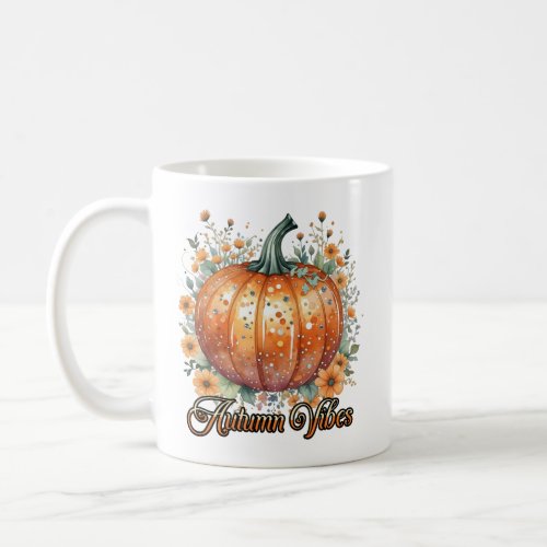 Watercolor Pumpkin Autumn Vibes Coffee Mug