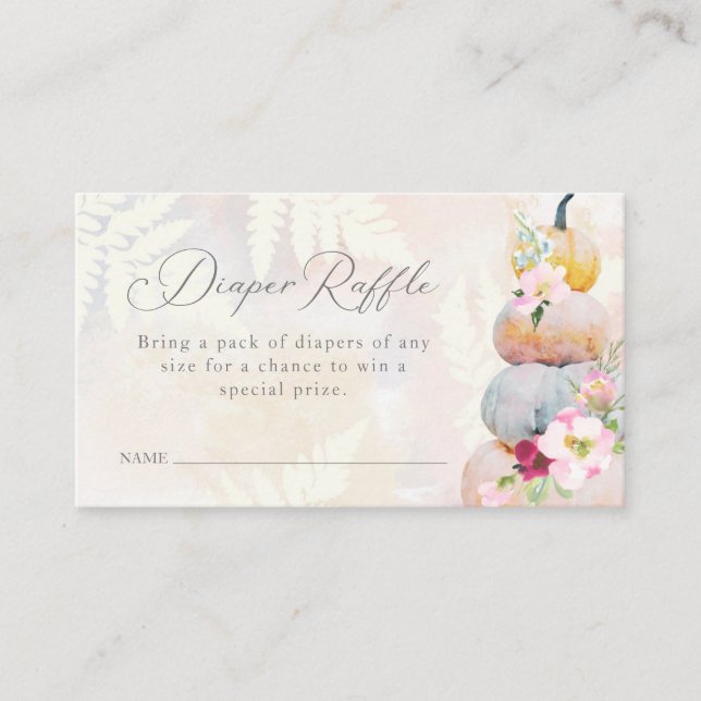 Watercolor Pumpkin Baby Shower Diaper Raffle Enclosure Card (Front)
