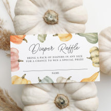 Watercolor Pumpkin Baby Shower Diaper Rafflle