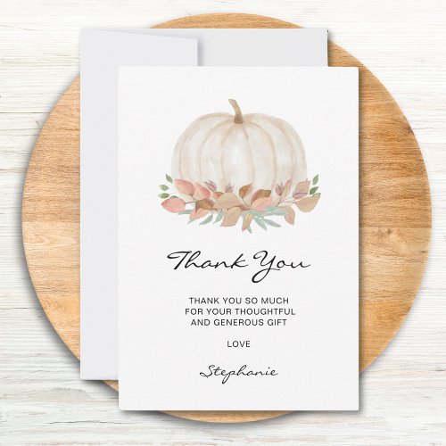 Watercolor Pumpkin Baby Shower Thank You Card