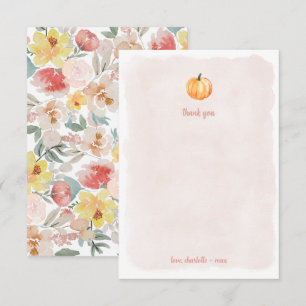 Watercolor pumpkin baby shower thank you card