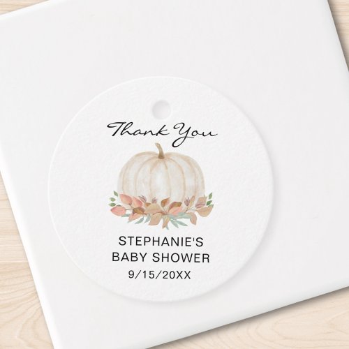 Watercolor Pumpkin Baby Shower Thank You  Favor Tags