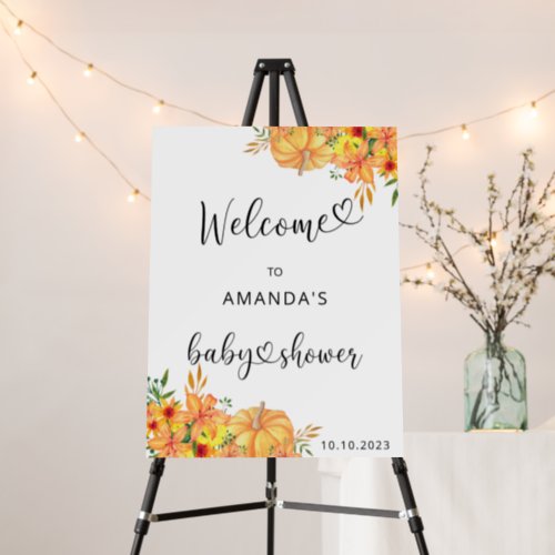 Watercolor PUMPKIN baby shower welcome Foam Board