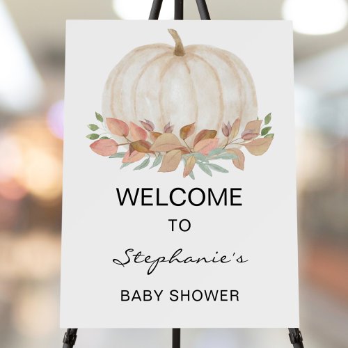 Watercolor Pumpkin Baby Shower Welcome Sign