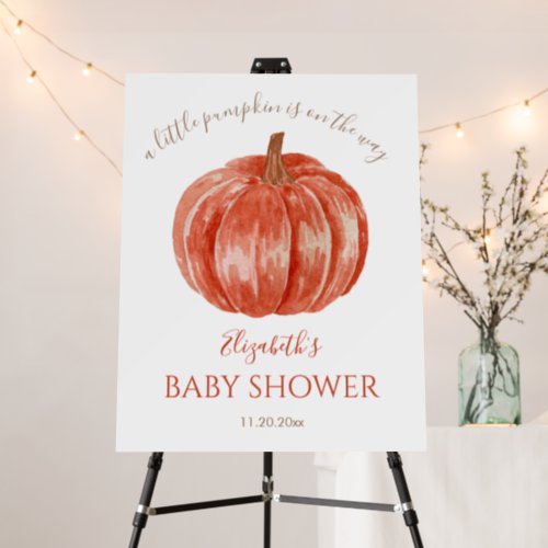 Watercolor Pumpkin Baby Shower  Welcome Sign