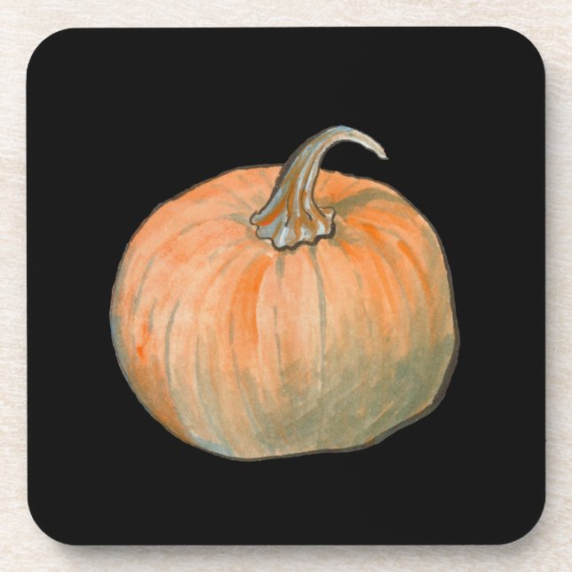 Watercolor Pumpkin Beverage Coaster (Front)
