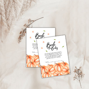 Watercolor Pumpkin Books For Baby Halloween Fall Enclosure Card