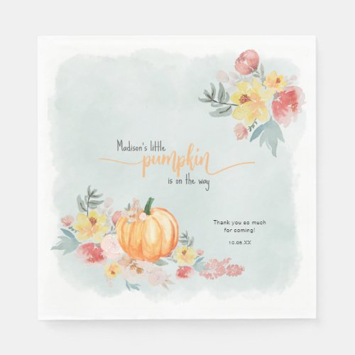 Watercolor Pumpkin boy baby shower Napkins