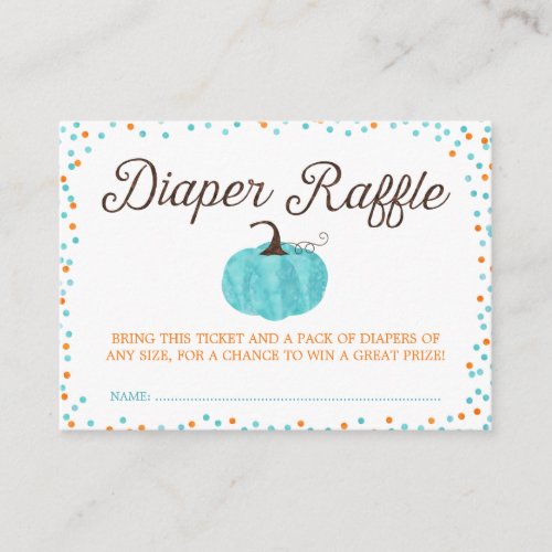 Watercolor Pumpkin Boy Diaper Raffle Ticket Enclosure Card