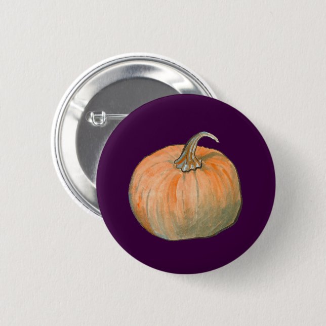 Watercolor Pumpkin Button (Front & Back)