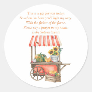 Watercolor pumpkin cart - Prayer Candle Label